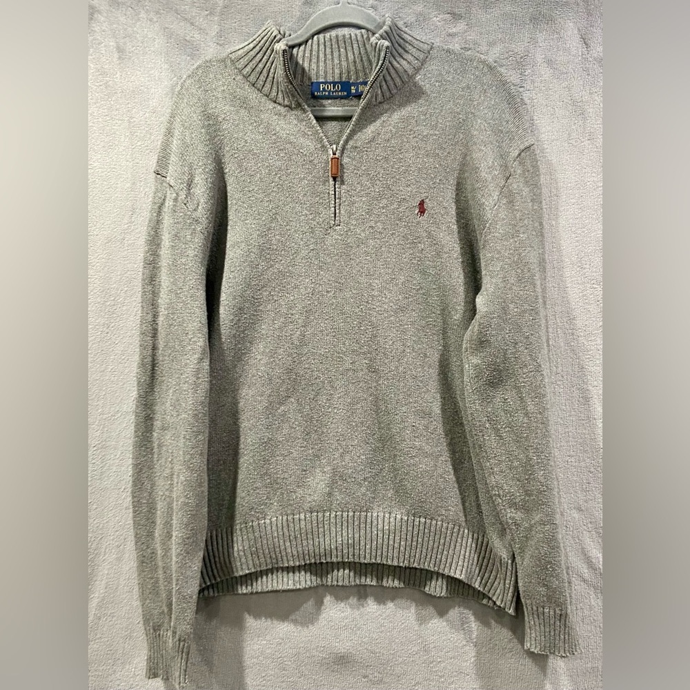 Polo Ralph Lauren 1/4 Zip Pullover Gray Knit Sweater Men’s Size XL